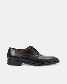 Мужские кожаные туфли на шнуровке с гладким верхом и резиновой подошвой L´Stony, черный