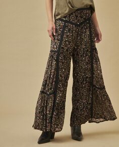 Женские широкие брюки с цветочным принтом NKN Nekane, черный