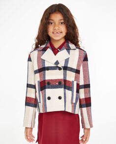 Короткое двубортное пальто для девочки Tommy Hilfiger, мультиколор
