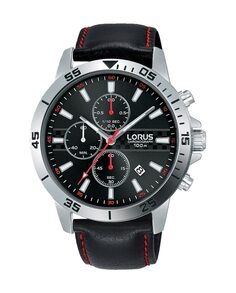 Мужские часы Sport man RM313FX9 из кожи и красного ремешка Lorus, черный