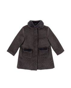 Серое тканевое пальто для девочки на мягкой подкладке Tutto Piccolo, серый