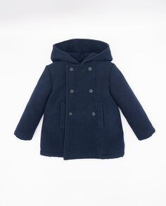 Тканевое пальто с капюшоном для мальчика темно-синего цвета Fina Ejerique, темно-синий