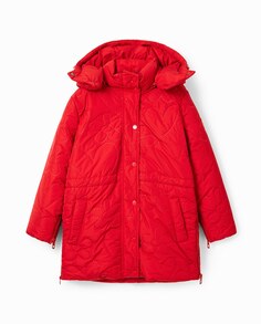 Стеганое пальто «Девичьи сердечки» Desigual, красный