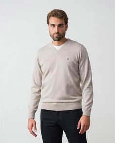 Мужской бежевый свитер с v-образным вырезом Etiem, бежевый