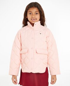 Стеганое пальто для девочки на пуговицах Tommy Hilfiger, розовый