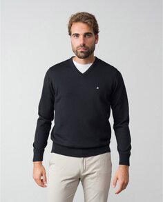 Мужской черный свитер с v-образным вырезом Etiem, черный