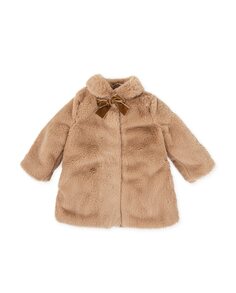 Пальто для девочки из верблюжьего меха на мягкой подкладке Tutto Piccolo, коричневый