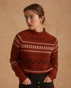 Женский свитер с альпакой и водолазкой Yerse, красный