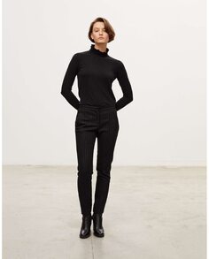 Женские прямые шерстяные брюки в тонкую полоску Georges Rech París, черный