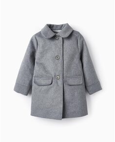 Тканевое пальто для девочки на пуговицах с карманами Zippy, серый