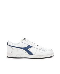 Унисекс контрастные бело-темно-синие кожаные кроссовки Diadora Sportswear, белый
