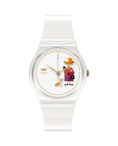 Как величественны часы с белым силиконовым ремешком Swatch, белый