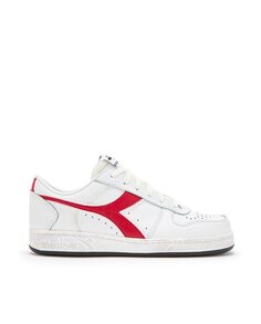Унисекс контрастные бело-красные кожаные кроссовки Diadora Sportswear, белый