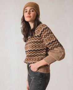 Женский свитер жаккардовой вязки с длинными рукавами Indi &amp; Cold, бежевый