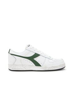 Унисекс контрастные бело-зеленые кожаные кроссовки Diadora Sportswear, белый