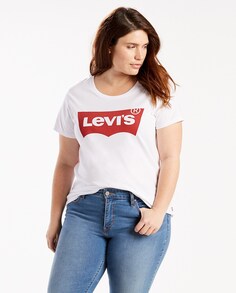 Женская футболка с короткими рукавами и логотипом бренда на груди Levi&apos;s, белый Levis