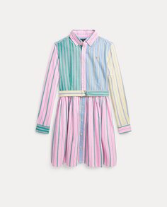 Полосатое хлопковое платье для девочки Polo Ralph Lauren, мультиколор