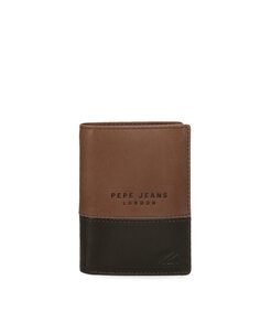 Вертикальный мужской кожаный кошелек Kingdom с коричневым портмоне Pepe Jeans, коричневый