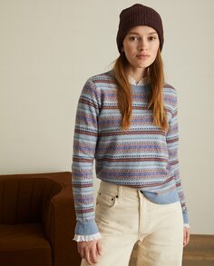 Жаккардовый женский свитер с шерстью Yerse, синий