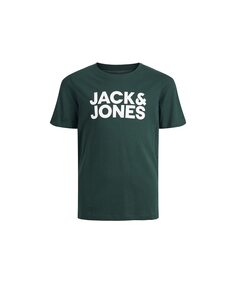 Футболка с логотипом для мальчика с короткими рукавами Jack &amp; Jones, темно-зеленый