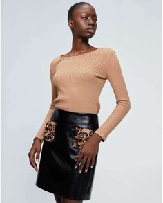 Женский свитер с высоким воротником в рубчик Georges Rech París, коричневый