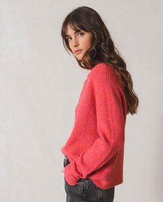 Женский свитер с высоким воротником однотонной вязки Indi &amp; Cold, розовый