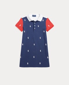 Хлопковое платье для девочки с мультивышивкой Polo Ralph Lauren, мультиколор