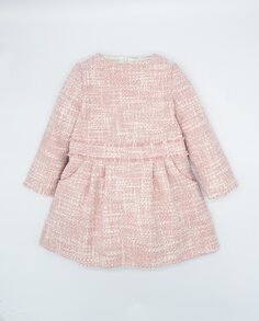Платье для девочки из розового твида с поясом Fina Ejerique, розовый