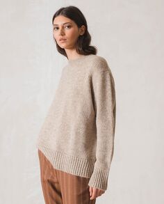 Женский свитер меланжевой вязки с длинными рукавами Indi &amp; Cold, бежевый
