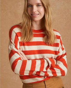Полосатый женский свитер с круглым вырезом Yerse, красный