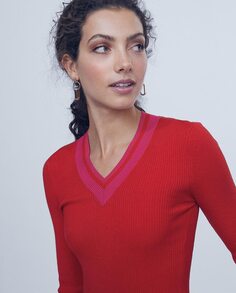 Женский свитер с длинными рукавами и V-образным вырезом Lola Casademunt, красный