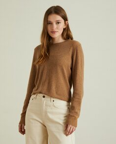 Женский шерстяной свитер с круглым вырезом Yerse, коричневый