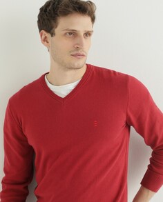 Мужской тонкий свитер в плитку Florentino, красный