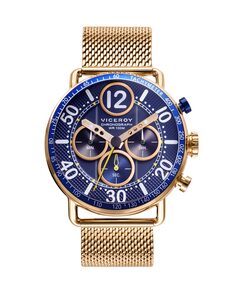 Мужские часы Magnum с хронографом, стальные, с миланской сеткой, золото, Ip Viceroy, золотой