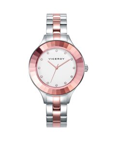 Шикарные женские часы 3 двухцветные стальные стрелки Viceroy, розовый