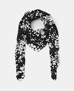 Черный шарф из переработанного полиэстера с цветами Esprit, черный