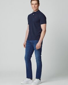 Узкие мужские джинсы с эффектом потертости синего цвета Hackett, синий