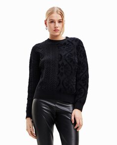 Комбинированный свитер оверсайз Desigual, черный