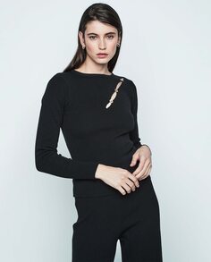 Женский свитер в рубчик с пуговицами &amp; Me Unlimited, черный