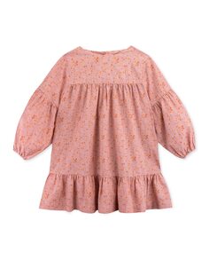 Хлопковое платье для девочки с цветочным принтом KNOT, розовый