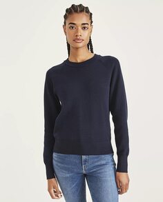 Женский хлопковый свитер с круглым вырезом Dockers, темно-синий