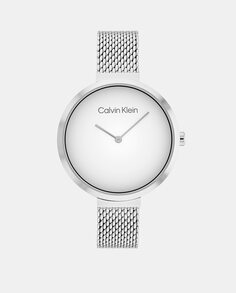 Минималистичные женские часы 25200079 со стальной сеткой Calvin Klein, серебро