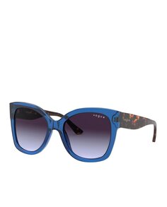 Солнцезащитные очки-бабочки из полупрозрачного синего ацетата и дужки цвета гавана Vogue, синий