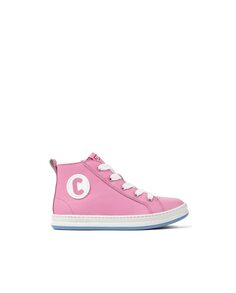 Кожаные кроссовки для девочки с розовыми шнурками Camper, розовый