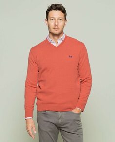 Мужской красный свитер с v-образным вырезом Scotta 1985, красный