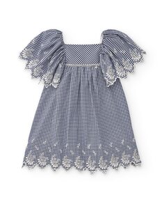 Платье для девочки в мелкую вышивку Pili Carrera, темно-синий