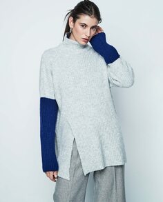 Женский свитер с высоким воротником и контрастными рукавами &amp; Me Unlimited, серый