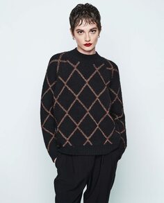 Женский свитер с жаккардовым металлизированным мотивом &amp; Me Unlimited, черный