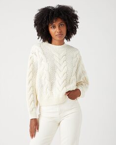 Женский плетеный свитер с круглым вырезом Wrangler, белый