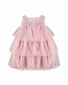 Тюлевое платье для девочки с розовым плюмети Pan con Chocolate, розовый